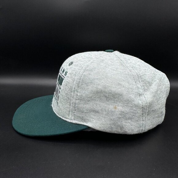 VINTAGE MICHIGAN STATE SPARTANS Gray / Green Spellout Snapback Hat Made In USA - Picture 6 of 9